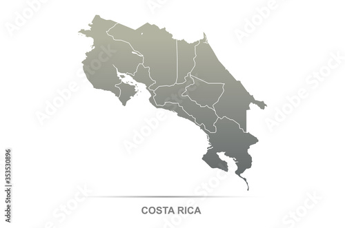 costa rica map. vector map of costa rica in central america country.
