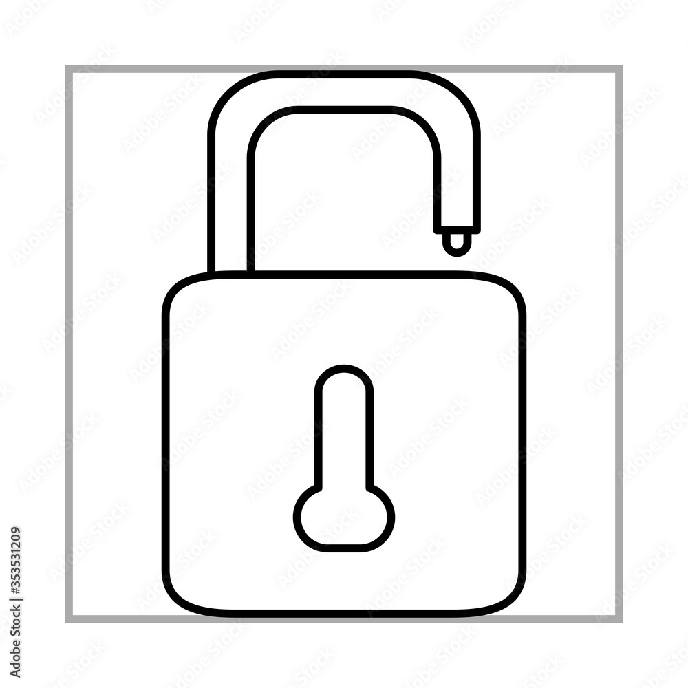 unlock padlock mobile marketing and e-commerce line style icon unlock padlock mobile marketing and e-commerce line style icon