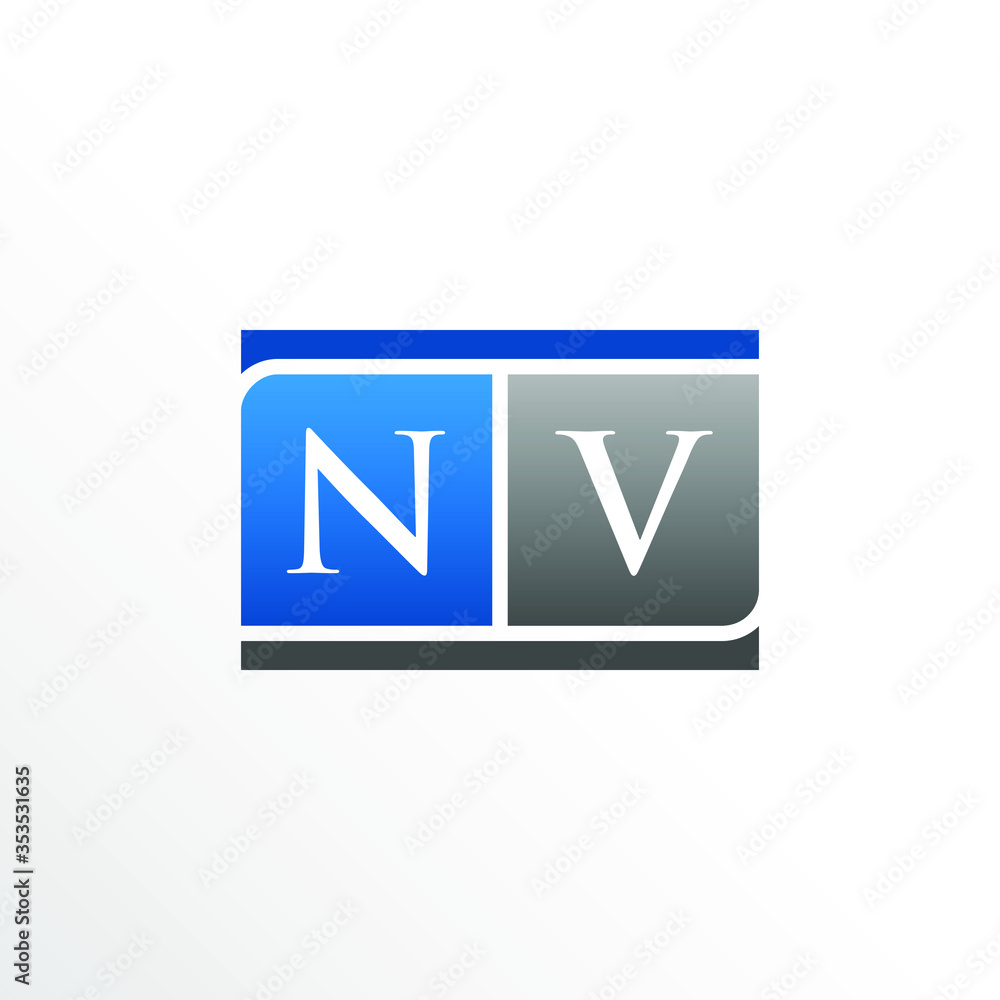 Initial Letter NV Square Logo Design Initial Letter NV Square Logo Design