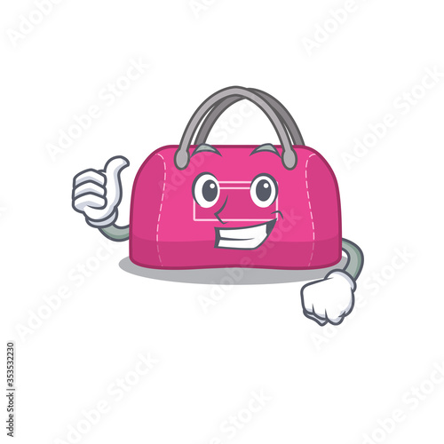 Woman sport bag cartoon character design showing OK finger