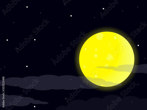 beautiful yellow bright moon in vector