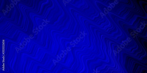 Dark BLUE vector background with bent lines. Illustration in abstract style with gradient curved.  Pattern for commercials  ads.
