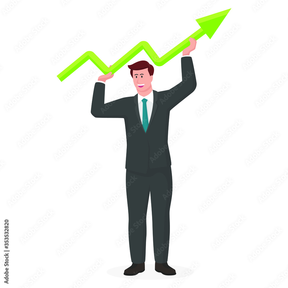 Businessman with graph in modern flat style vector, simple business people concept on white background for your design work, presentation, website or others. Businessman with graph in modern flat style vector, simple business people concept on white background for your design work, presentation, website or others.