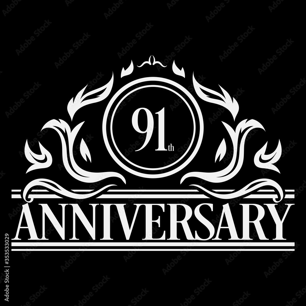 Luxury 91st anniversary Logo illustration vector Luxury 91st anniversary Logo illustration vector