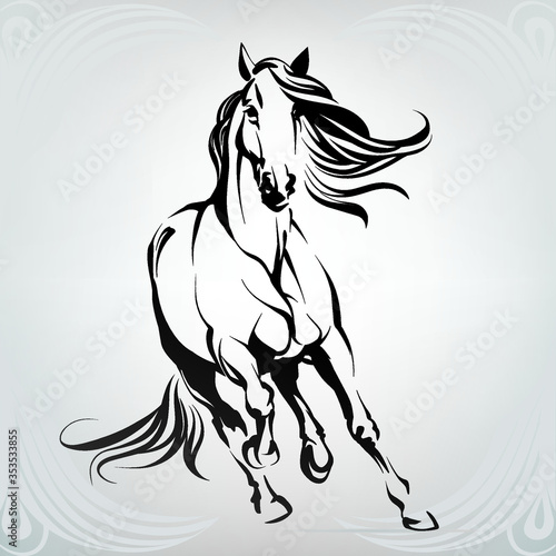 Vector silhouette of a running horse