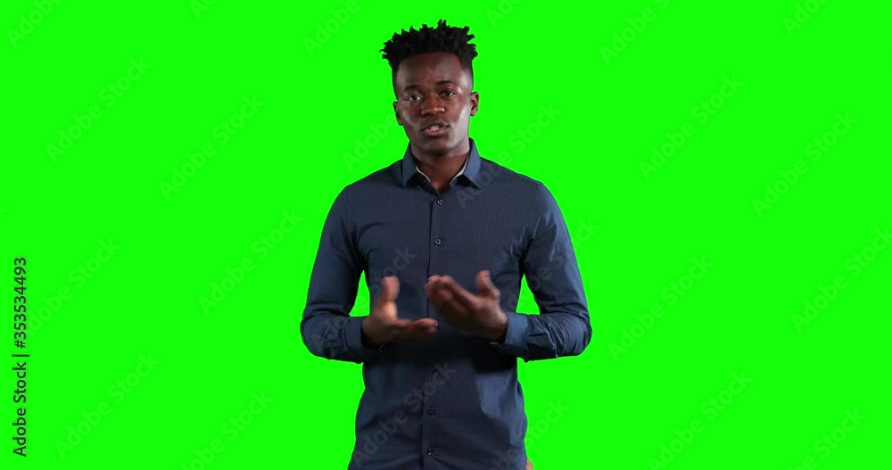 Animation of an African American man talking in a green bakground Animation of an African American man talking in a green bakground