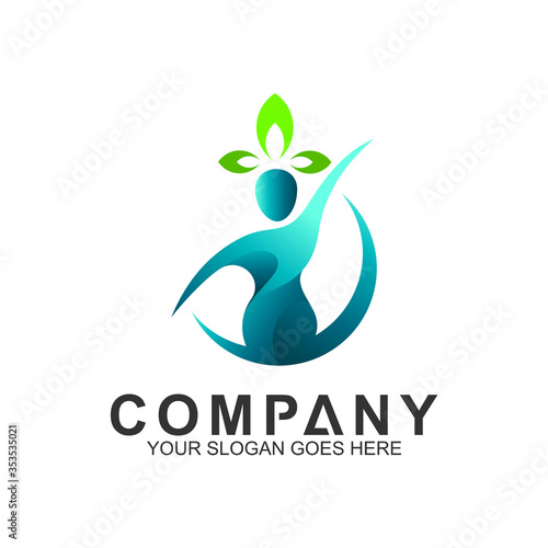 health logo,people with leaf vector symbol,medical care icon,herbal nutrition,family clinic