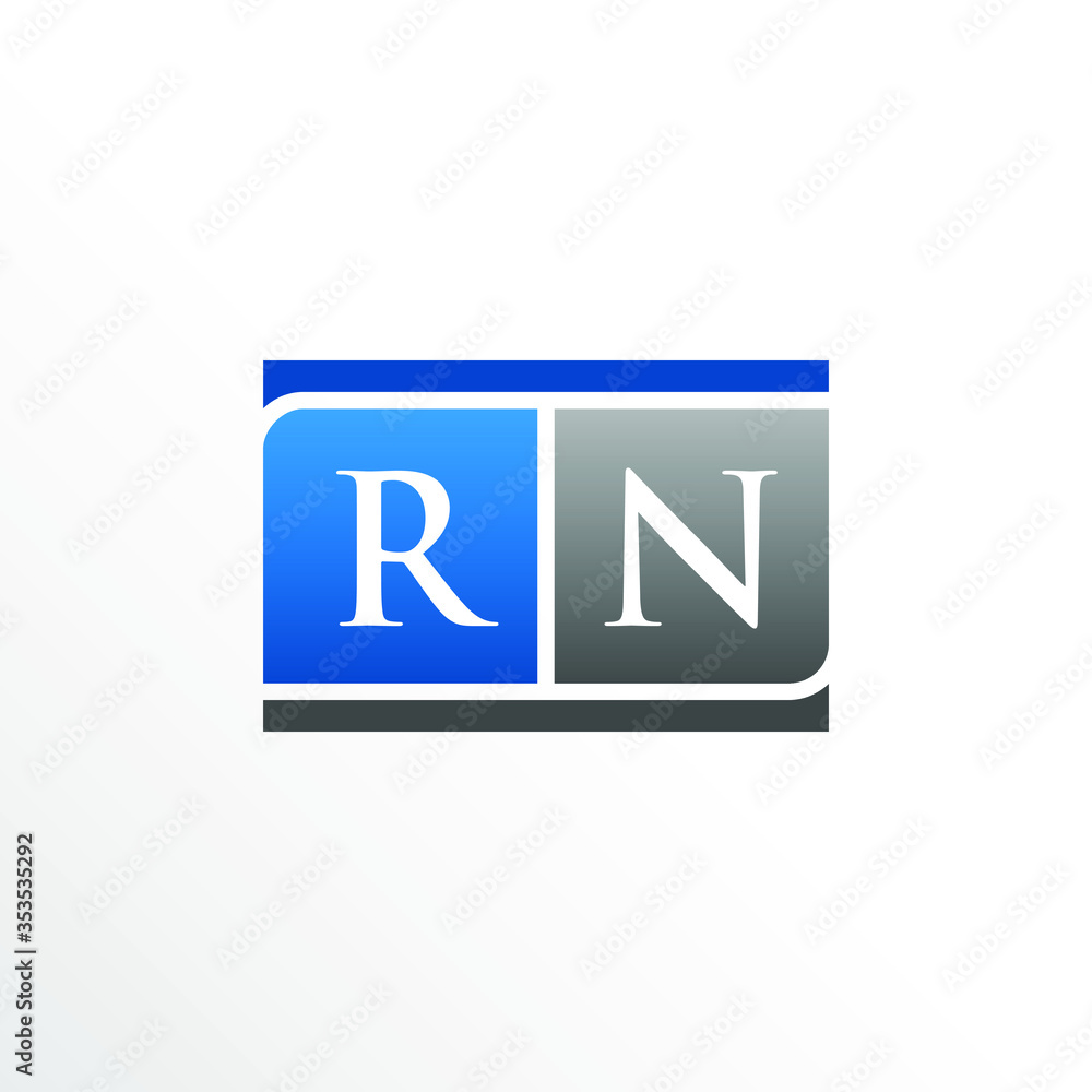 Initial Letter RN Square Logo Design Initial Letter RN Square Logo Design