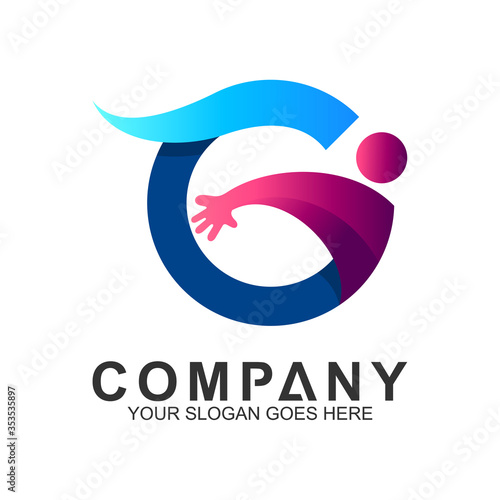 People Letter G Logo design vector