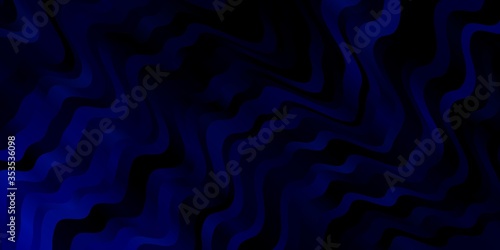 Dark BLUE vector background with wry lines. Colorful illustration in circular style with lines. Pattern for websites, landing pages.