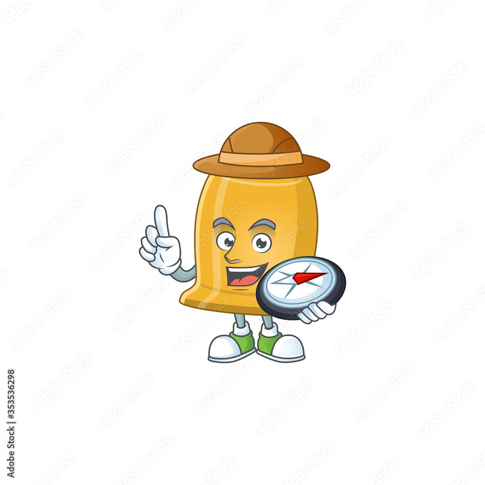 Experience explorer of bell cartoon character style using compass Experience explorer of bell cartoon character style using compass