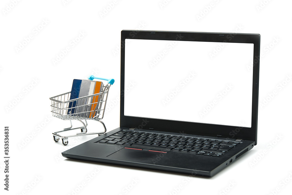Online shopping with laptop from home concept. mock up. Online shopping with laptop from home concept. mock up.