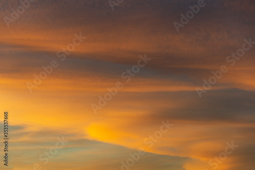 Dramatic sky with clouds at sunset