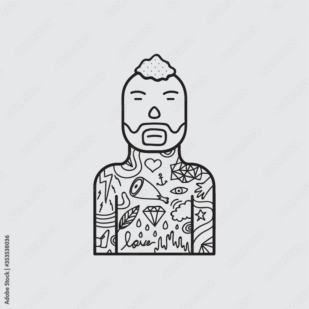 Hipster character with tattoo Hipster character with tattoo