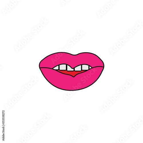 Kiss icon and symbols, lips seal of a sexy woman vector illustration.