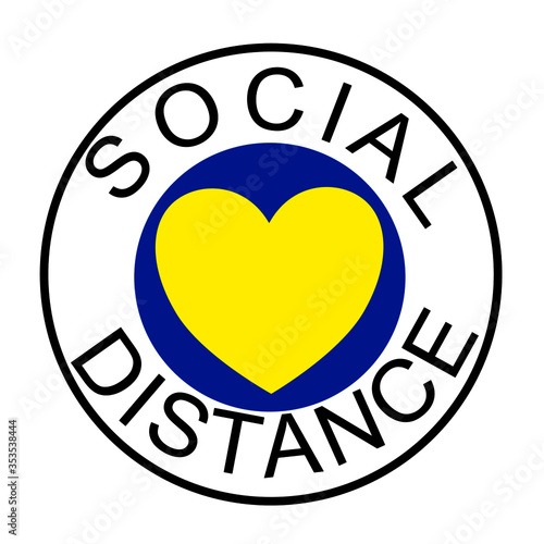 Social Distance word vector sticker poster.Social Distancing 6 Feet Instruction against the Spread.New normal Reopen Mall, School.Social distancing in the workplace during coronavirus (COVID-19)