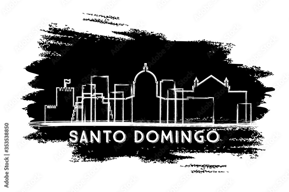 Santo Domingo Dominican Republic City Skyline Silhouette. Hand Drawn Sketch.
