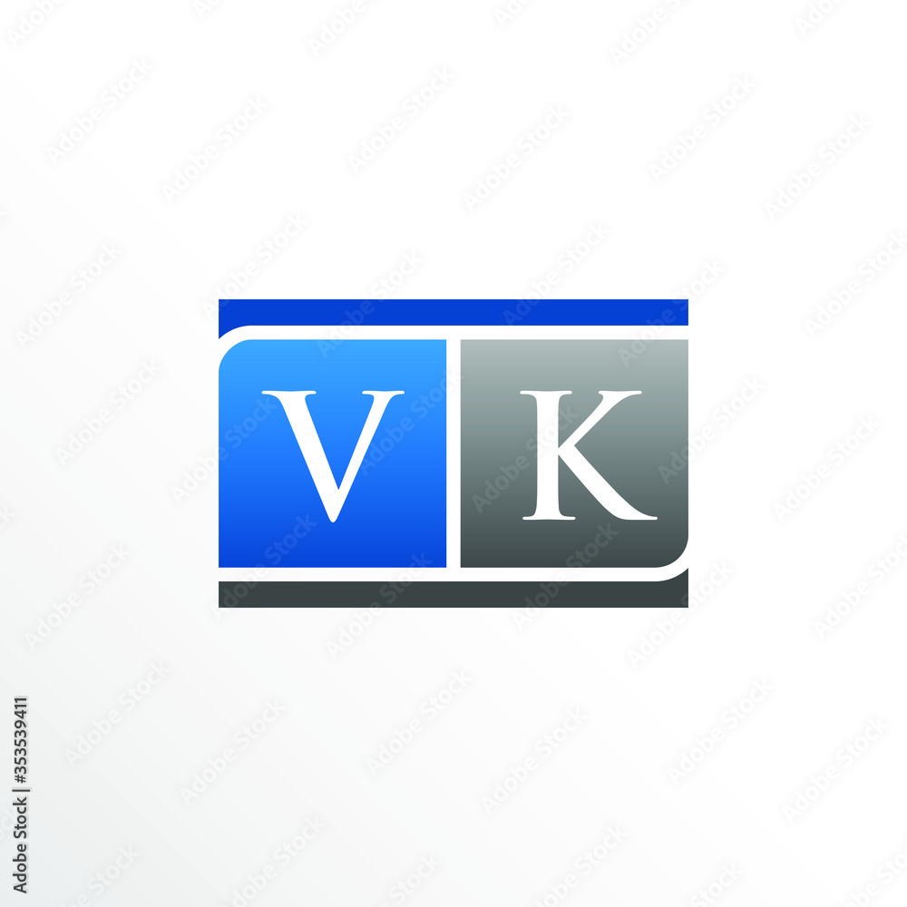 Initial Letter VK Square Logo Design Initial Letter VK Square Logo Design