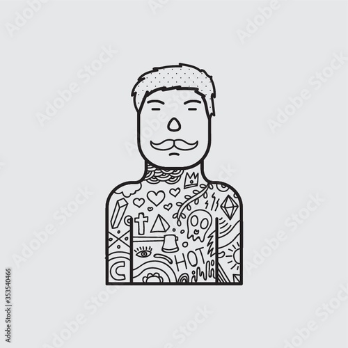 Hipster character with tattoo