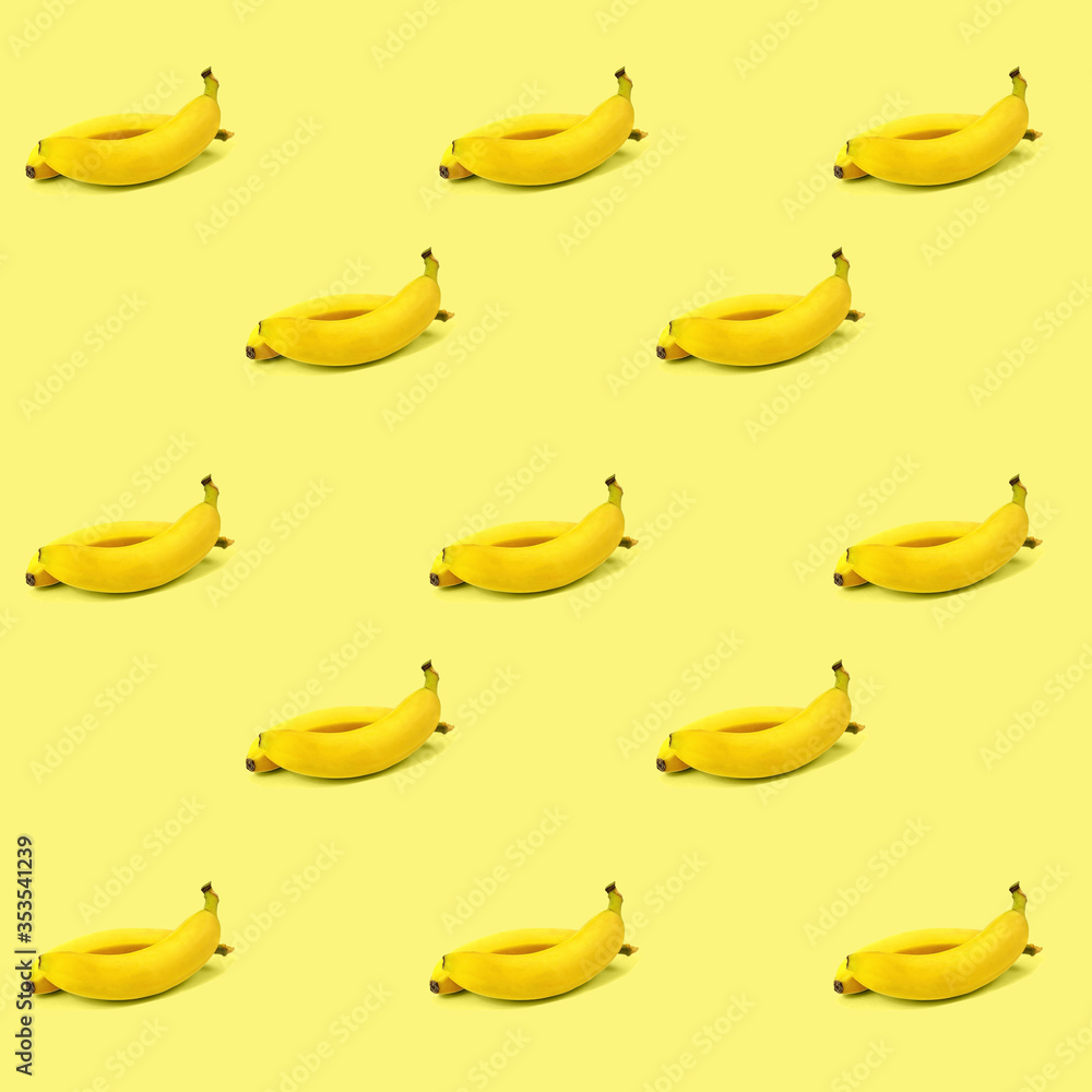 Banana pattern on a yellow background, background, screen saver on the phone, drawing Print