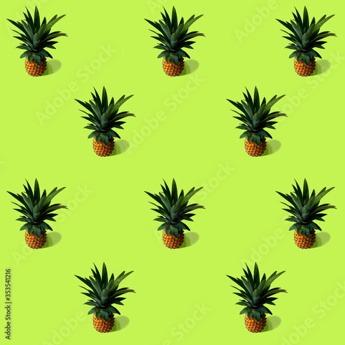 pineapple pattern on a green background, background, screen saver on the phone, drawing Print