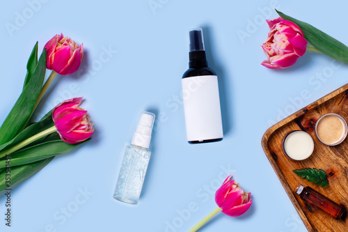 Photo to illustrate spa treatments, body and face care or relaxation. Advertising picture.