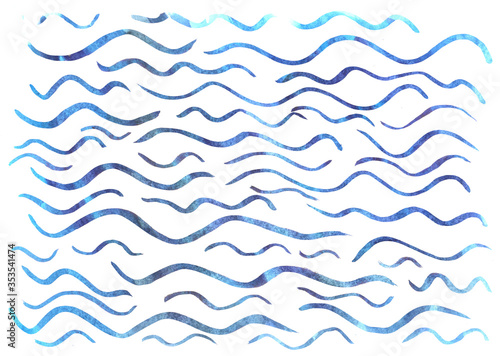 abstract background freehand living materials, blue waves on a white background