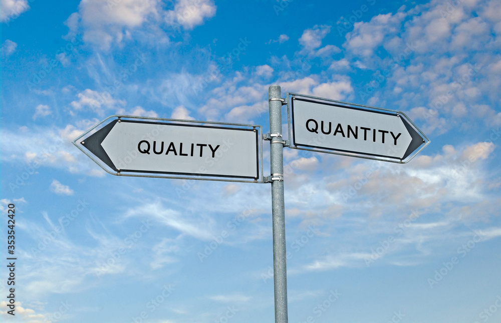 Fototapeta premium Road signs to quantity and quality