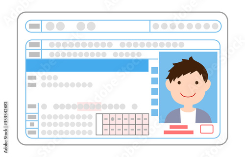 運転免許証の表面、一般ドライバーの男性のイラスト