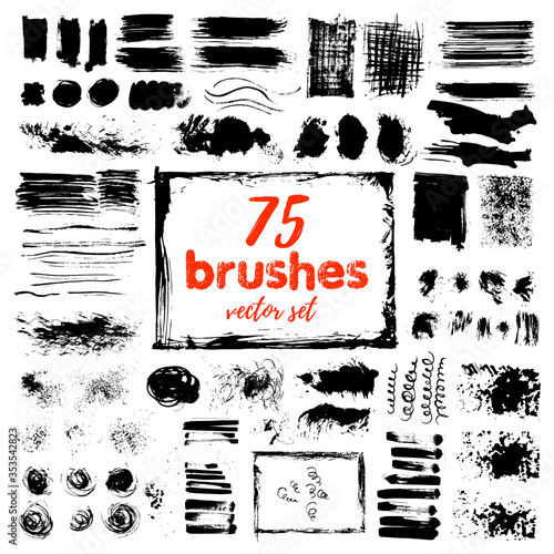 Hand draw sketch paintbrush set. Artistic sketch grunge painted brash isolated vector illustration