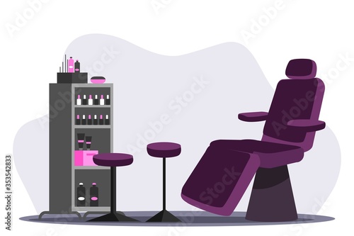 Vector flat illustration of beauty salon furniture