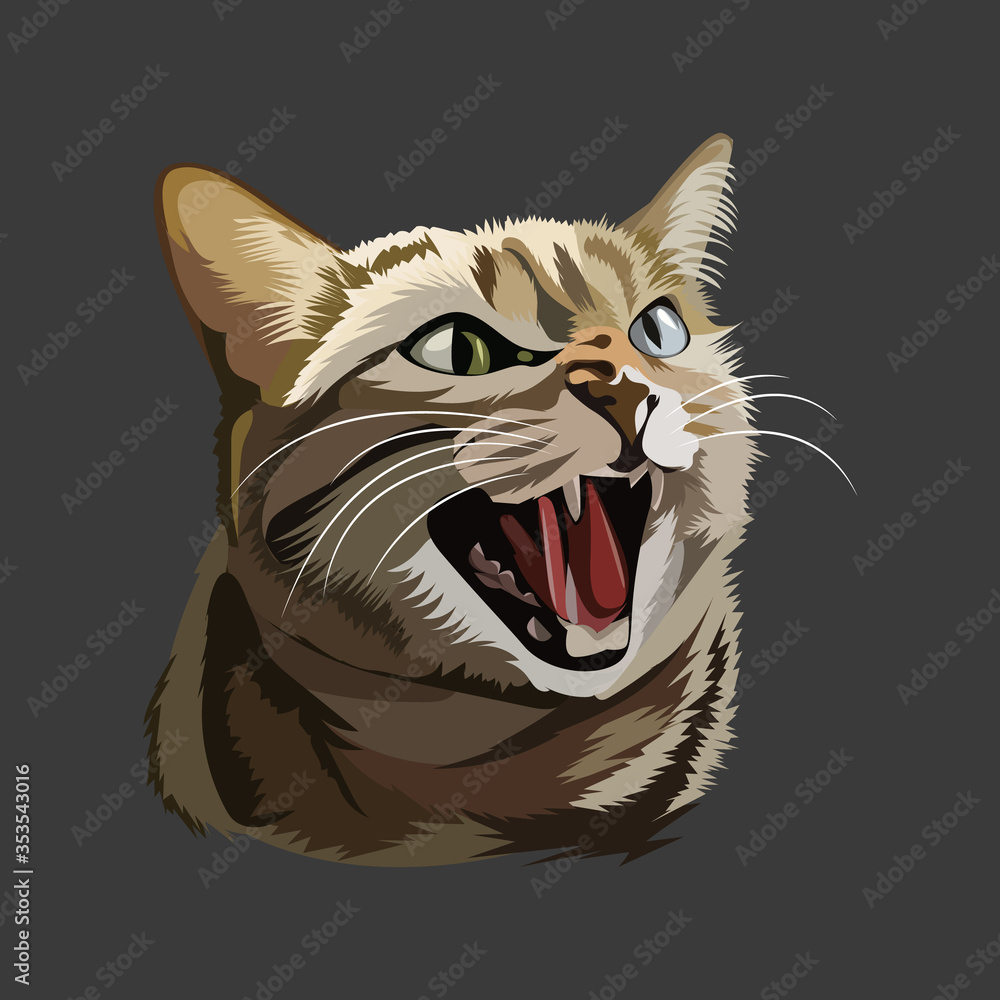 Realistic cat illustration. funny cat expression