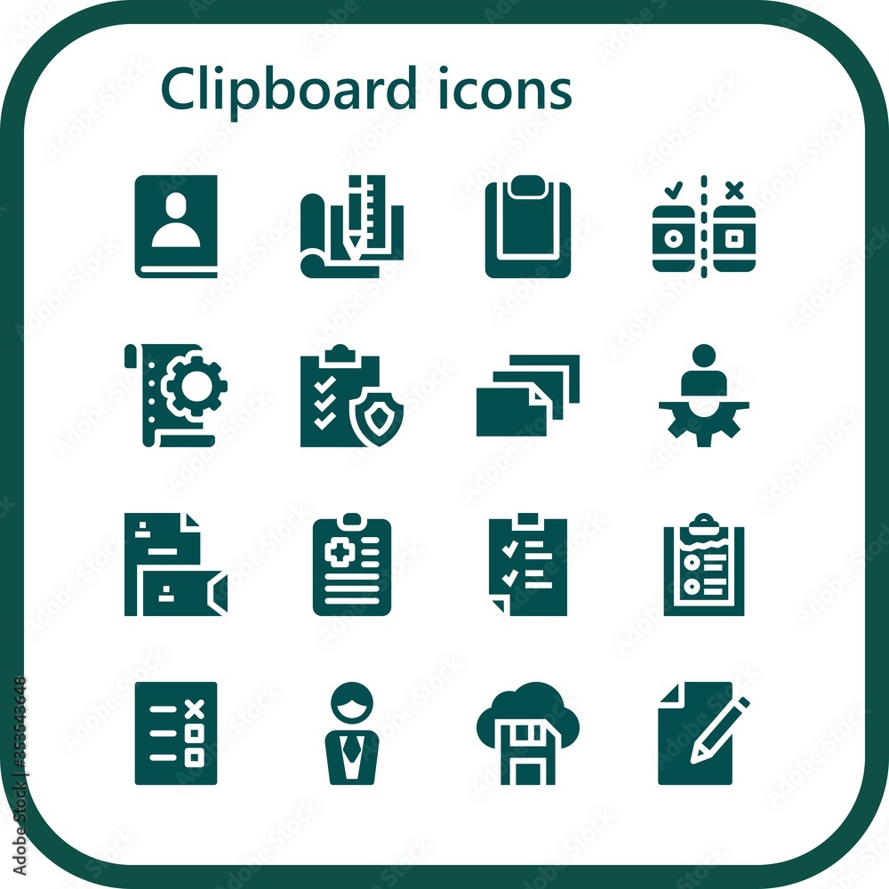 Modern Simple Set of clipboard Vector filled Icons Modern Simple Set of clipboard Vector filled Icons