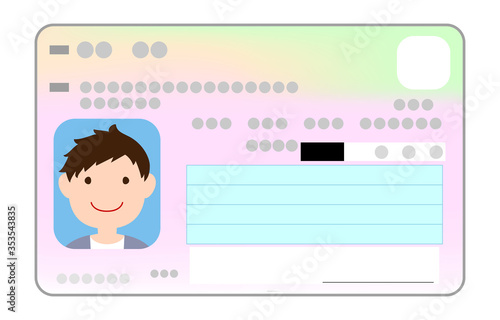 男性の顔写真付きマイナンバーカードの表面のイラスト