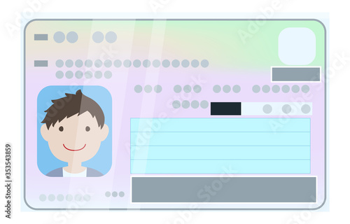 男性の顔写真付きマイナンバーカードの表面のイラスト、目隠しケース付き