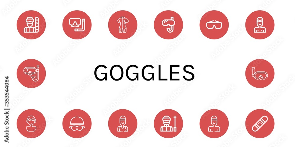 Set of goggles icons