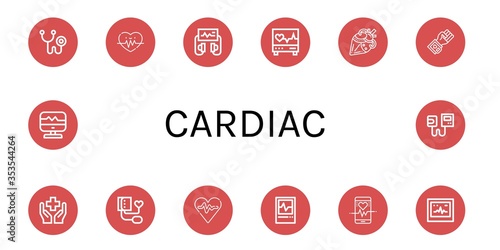 cardiac simple icons set