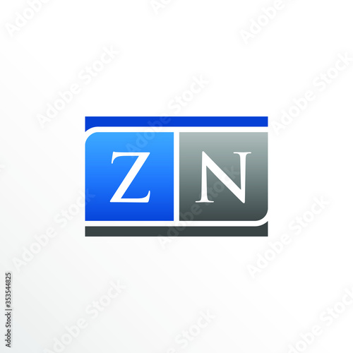 Initial Letter ZN Square Logo Design 