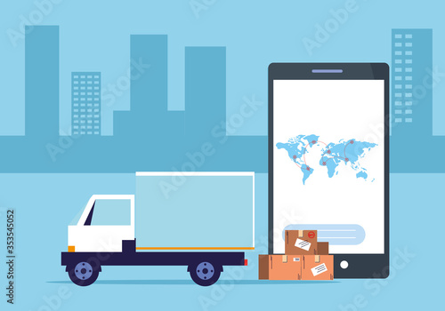 courier delivery service with smart phone, tracking of packages