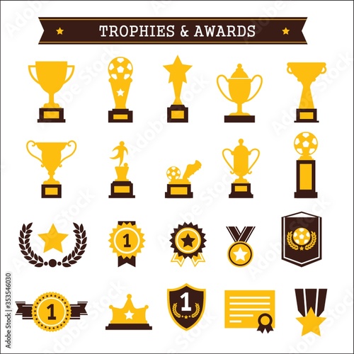 Collection of trophies and awards