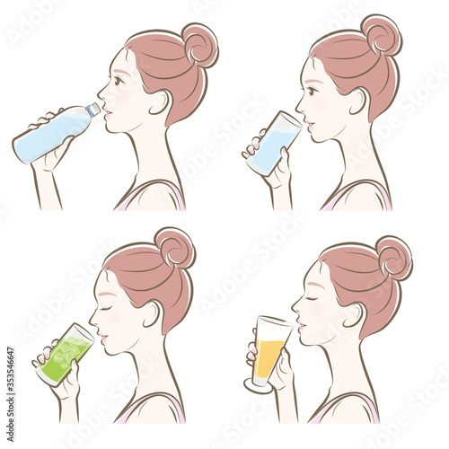 女性の横顔, 冷たい飲み物
