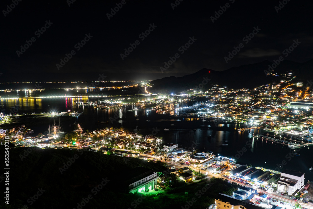 Nightscape view of Simpson bay in the Caribbean island of st.maarten. 