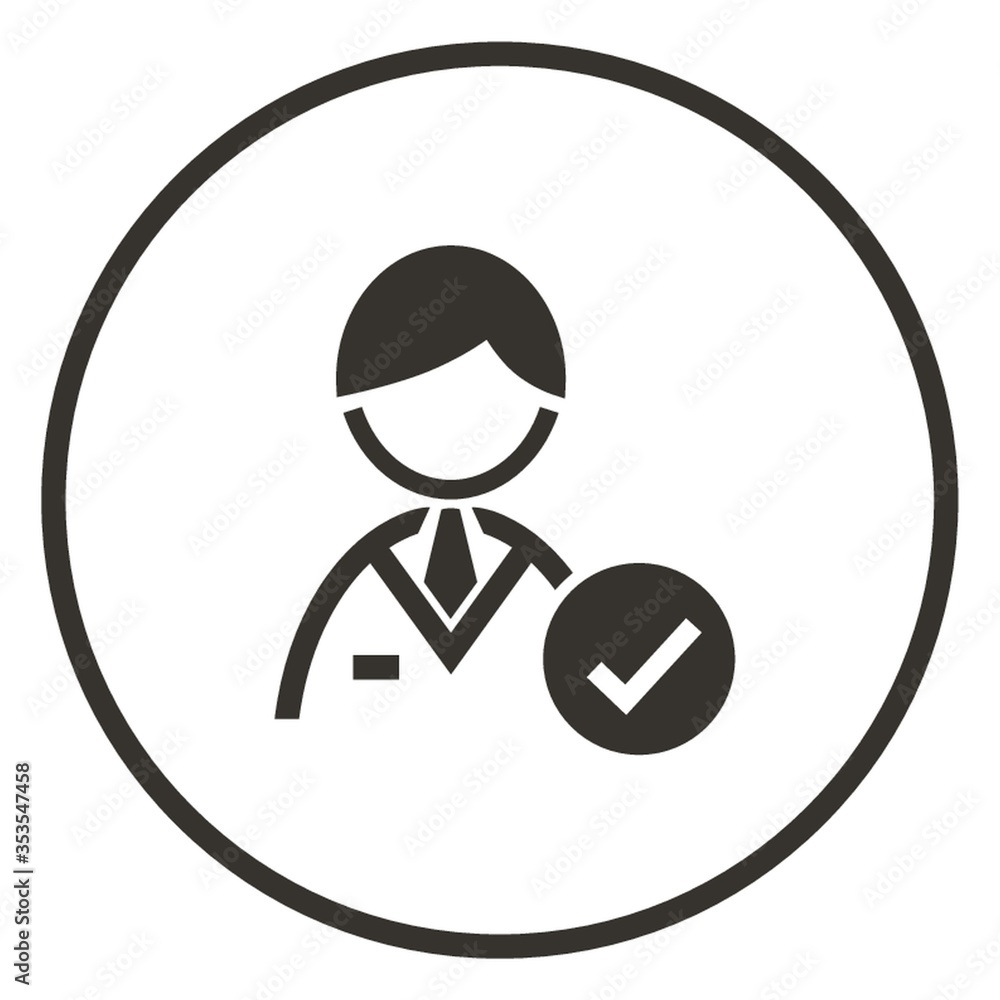 Businessman with check mark icon Businessman with check mark icon