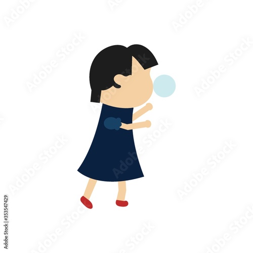 Girl blowing chewing gum