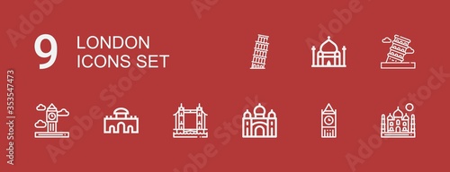 Editable 9 london icons for web and mobile