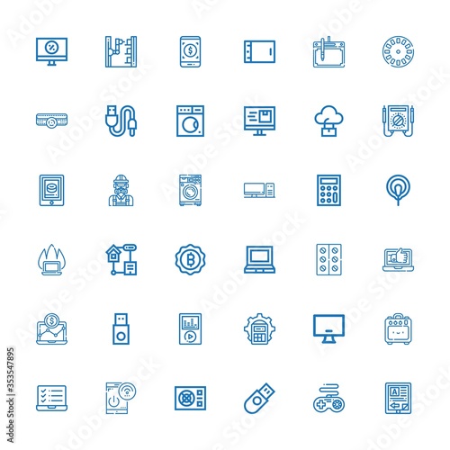 Editable 36 electronic icons for web and mobile