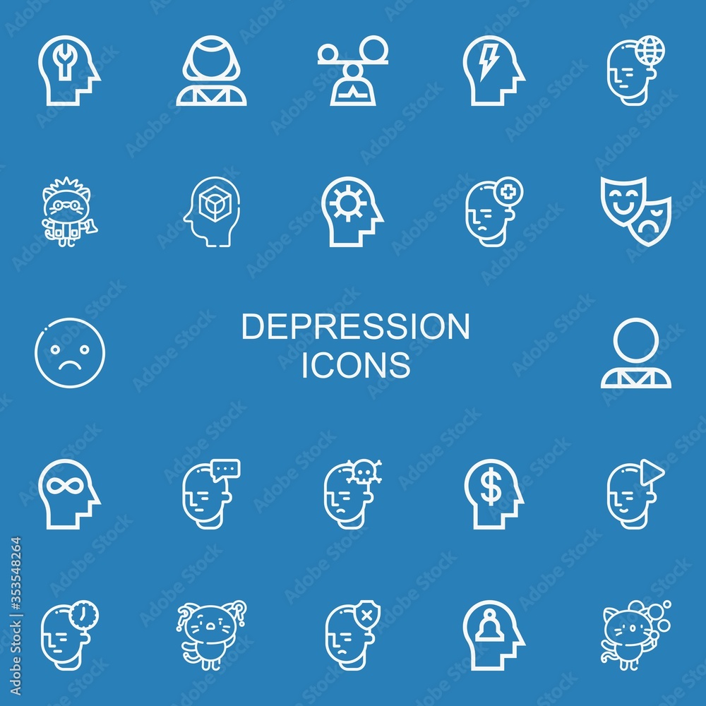 Editable 22 depression icons for web and mobile