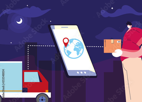 courier delivery service with smart phone, tracking of packages