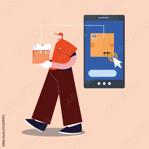 courier delivery service with smart phone, tracking of packages