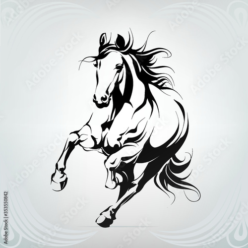 Vector silhouette of a running horse
